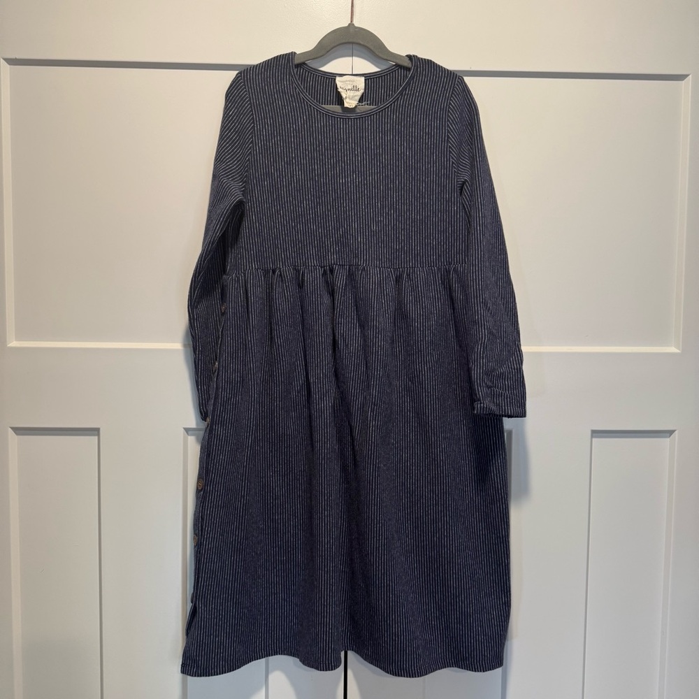 Vignette Size 12Y Navy Blue Striped Kids Dress